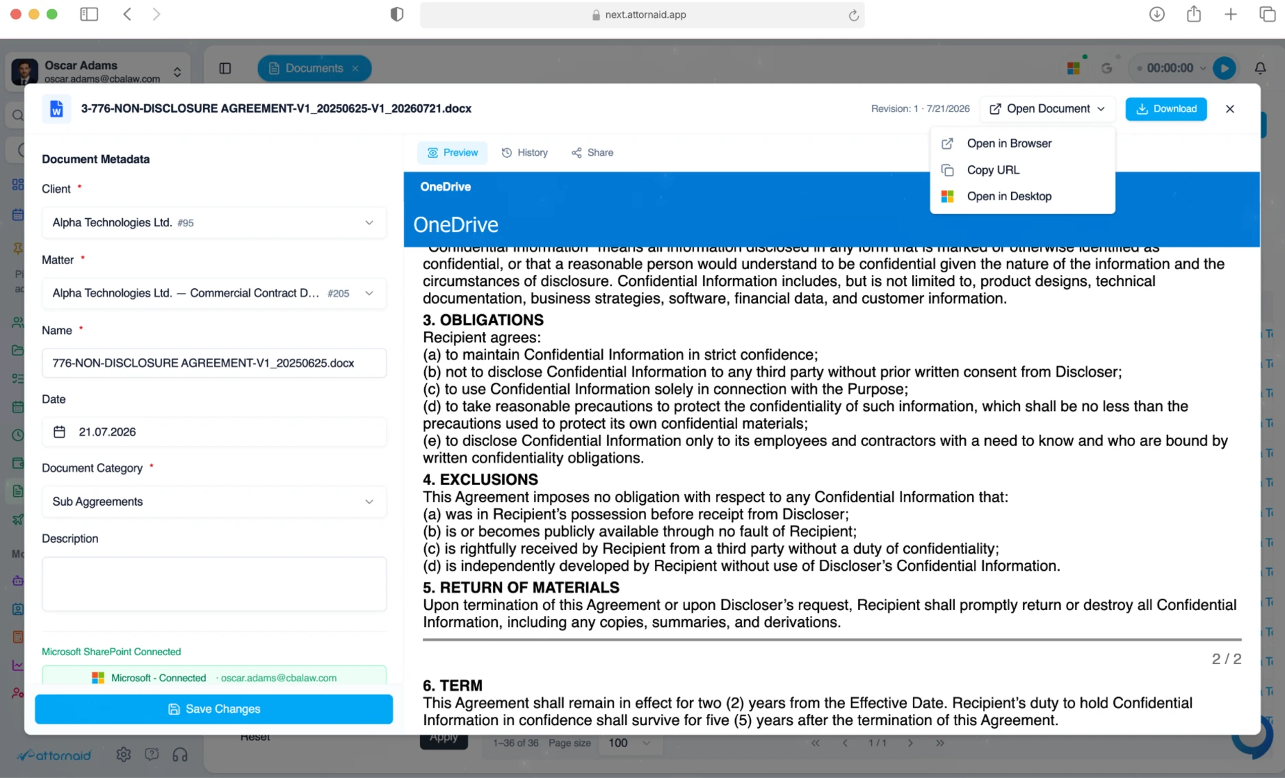 Attornaid document preview view